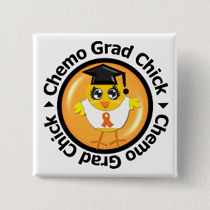 Leukemia Chemo Afstudeerder Chick Vierkante Button 5,1 Cm