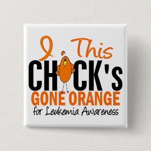 LEUKEMIA Chick Gone Sinaasappel Vierkante Button 5,1 Cm