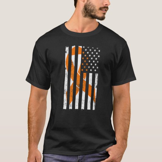 Leukemie 4 juli Oranje Awareness Ribbon Ameri T-shirt (Voorkant)