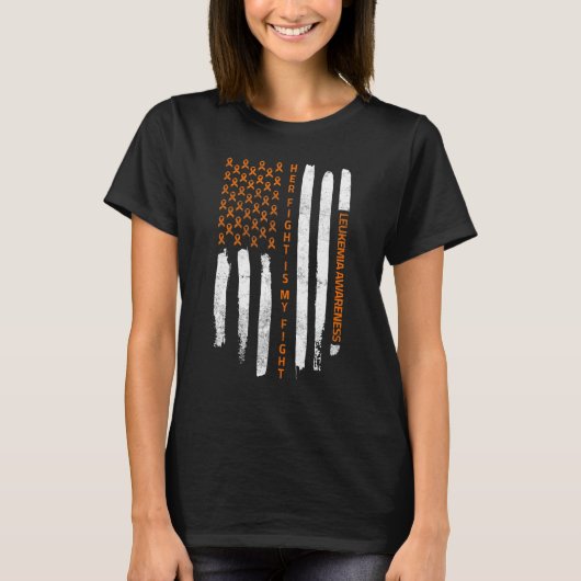Leukemie 4 juli oranje bewustzijnslint Ameri T-shirt (Voorkant)