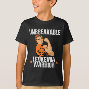 Leukemie Awareness Unbreakable Warrior Oranje Rib T-shirt
