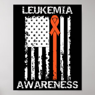 Leukemie Bewustheid Amerikaanse vlag Oranje lint Poster