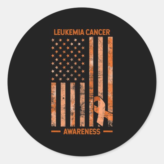 Leukemie Bewustheid VS vlag Cadeaus Leukemie Ronde Sticker (Voorkant)