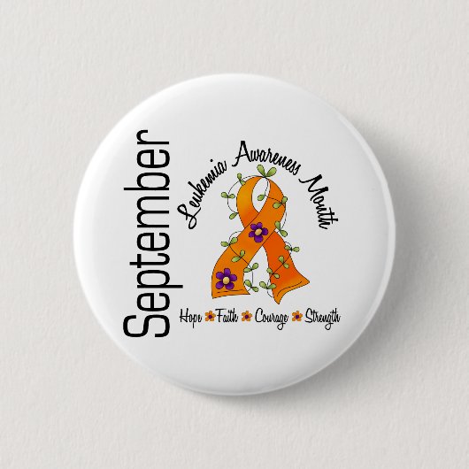 Leukemie Bewustmakende Maand Bloed Lint 1 Ronde Button 5,7 Cm (Voorkant)