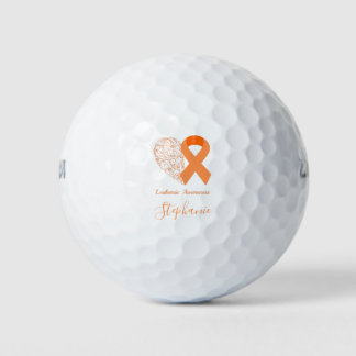 Leukemie Bewustmaking Floral Heart Oranje lint Gol Golfballen