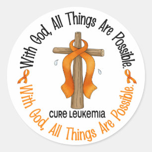 Leukemie Bewustmaking met GOD CROSS Ronde Sticker