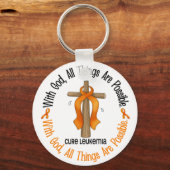Leukemie Bewustmaking met GOD CROSS Sleutelhanger (Voorkant)