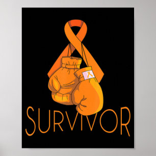 Leukemie Bewustmaking Survivor Oranje Ribbon Boxin Poster