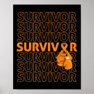 Leukemie Bewustmaking Survivor Oranje Ribbon Boxin Poster