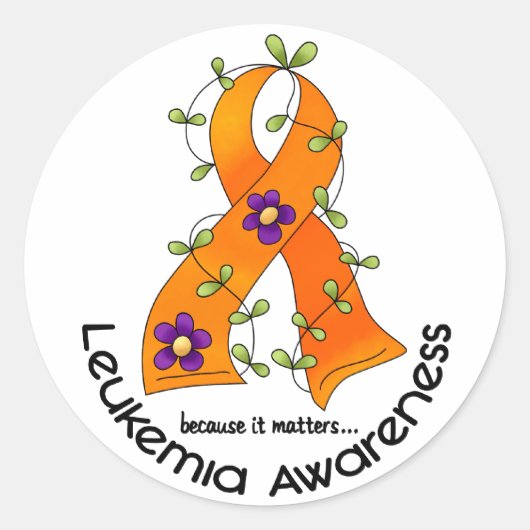 LEUKEMIE BEWUSTZIJN BLOEMLINT 1 RONDE STICKER (Voorkant)