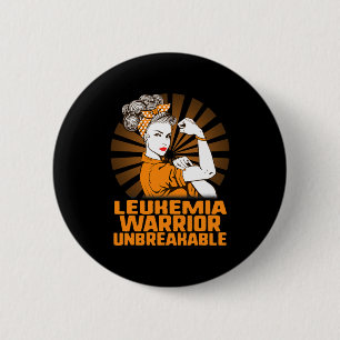 Leukemie Bewustzijn Sterke Strijder Vrouw Oranje R Ronde Button 5,7 Cm