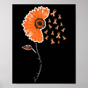 Leukemie Bewustzijn Warrior Oranje Lint Zonnebloem Poster