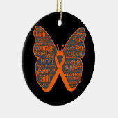 Leukemie Butterfly Collage of Words Keramisch Ornament (Rechts)