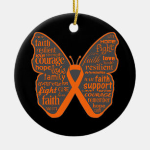 Leukemie Butterfly Collage of Words Keramisch Ornament