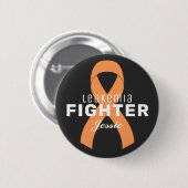 Leukemie Cancer Ribbon Black Button (Voorkant /achterkant)