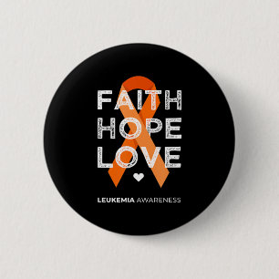 Leukemie Faith Hope Love Oranje Ribbon Leukemia Aw Ronde Button 5,7 Cm