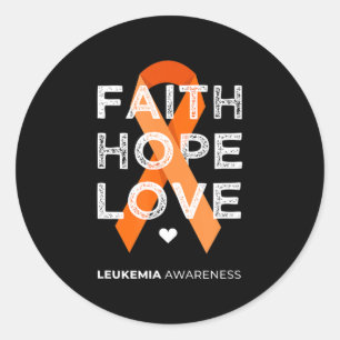 Leukemie Faith Hope Love Oranje Ribbon Leukemia Aw Ronde Sticker