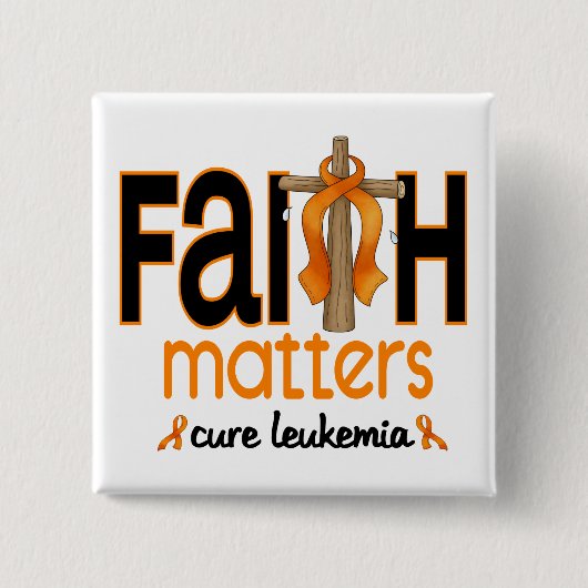 Leukemie Faith Matters Cross 1 Vierkante Button 5,1 Cm (Voorkant)