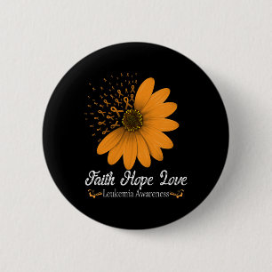 Leukemie Geloof Hoop Liefde Oranje Lint Bloedkanke Ronde Button 5,7 Cm
