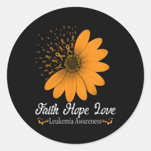 Leukemie Geloof Hoop Liefde Oranje Lint Bloedkanke Ronde Sticker