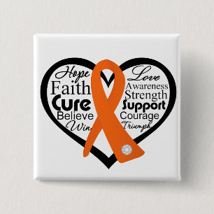 Leukemie Hart Ribbon Collage Vierkante Button 5,1 Cm