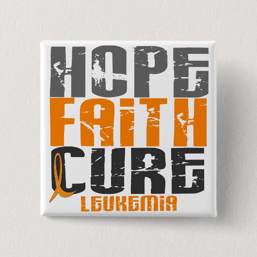 Leukemie HOPE FAITH CURE Vierkante Button 5,1 Cm (Voorkant)