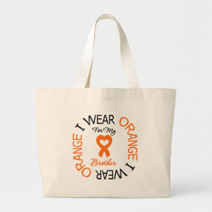 Leukemie Ik Draag Oranje hartlint voor mijn broer Grote Tote Bag