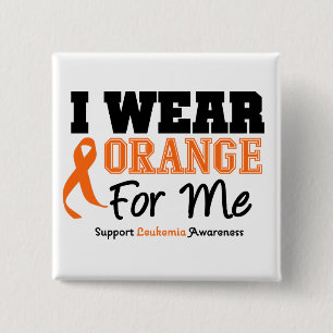 Leukemie Ik Draag Oranje voor mij Vierkante Button 5,1 Cm