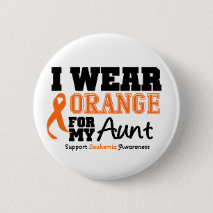 Leukemie Ik Draag Oranje voor mijn tante Ronde Button 5,7 Cm