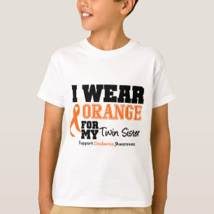Leukemie Ik Draag Oranje voor mijn tweelingzuster T-shirt