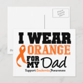 Leukemie Ik Draag Oranje voor papa Briefkaart (Voorkant / Achterkant)