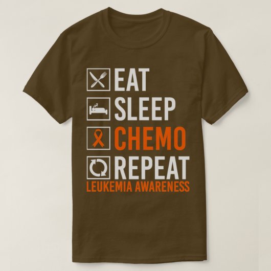 Leukemie Kanker Bewustheid Eat Sleep Chemo Herhale T-shirt (Design voorkant)