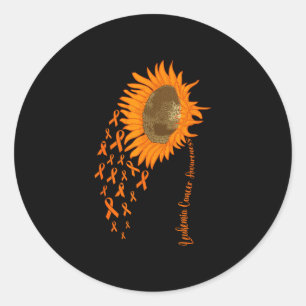 Leukemie kanker bewustzijn oranje lint zonnebloem ronde sticker