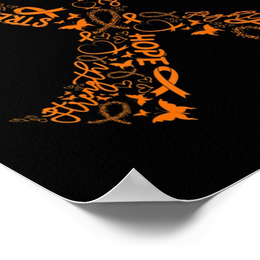 Leukemie kankerbestrijder Oranje lintwaren Poster (Hoek)