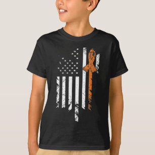 Leukemie Kankerbewustzijn Amerikaanse vlag T-shirt