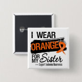 Leukemie lintje voor mijn zuster vierkante button 5,1 cm (Voorkant /achterkant)