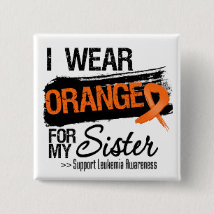 Leukemie lintje voor mijn zuster vierkante button 5,1 cm