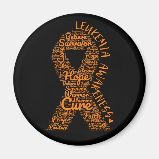 Leukemie Oranje lintje met positief Magneet (Voorkant)