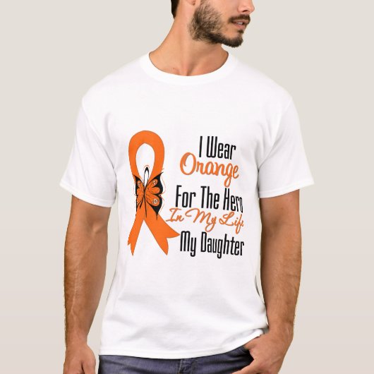 Leukemie Oranje Ribbon Hero Mijn dochter T-shirt (Voorkant)