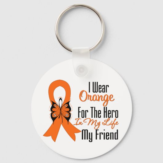 Leukemie Oranje Ribbon Hero My Friend Sleutelhanger (Voorkant)
