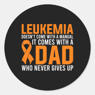 Leukemie Papa geeft papa nooit op van een leukemie Ronde Sticker