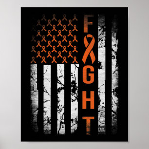 Leukemie Ribbon Fight American Flag Leukemia AWare Poster