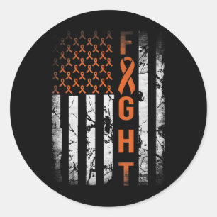 Leukemie Ribbon Fight American Flag Leukemia AWare Ronde Sticker