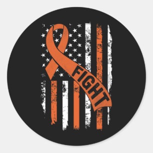 Leukemie Ribbon Fight American Flag Leukemia AWare Ronde Sticker