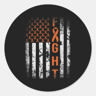 Leukemie Ribbon Fight American Flag Leukemia AWare Ronde Sticker