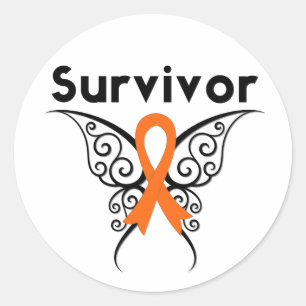 Leukemie Survivor Tribal Butterfly Ronde Sticker