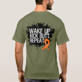 Leukemie Wake Up Kick Butt Herhaal T-shirt (Achterkant)
