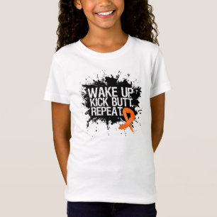 Leukemie Wake Up Kick Butt Herhaal T-shirt