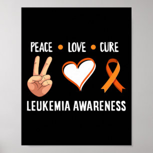 Leukemie Warrior Peace Love Cure Leukemie Kanker A Poster