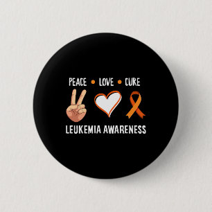 Leukemie Warrior Peace Love Cure Leukemie Kanker A Ronde Button 5,7 Cm